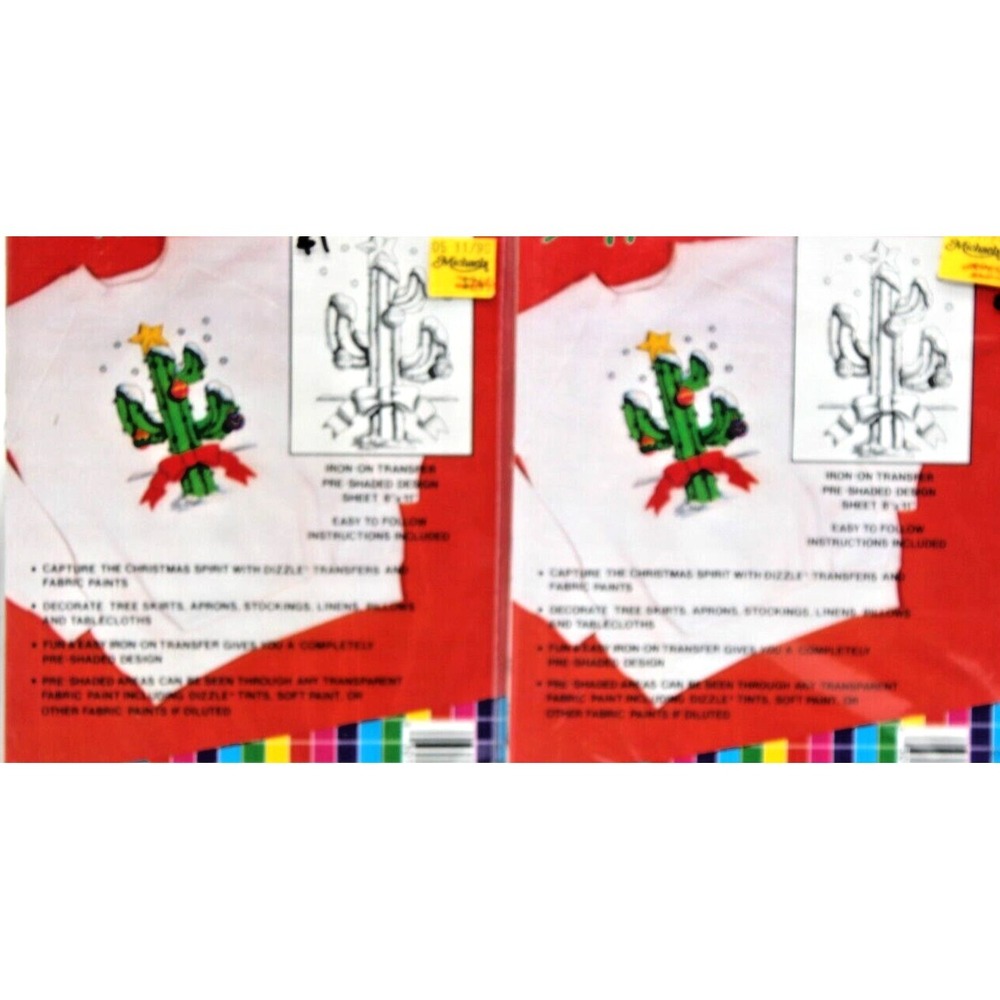 Pre-Shaded Christmas Transfers Lot Of 4 NEW DIZZLE Cactus Reindeer Bunny VTG NEW - Picture 7 of 9